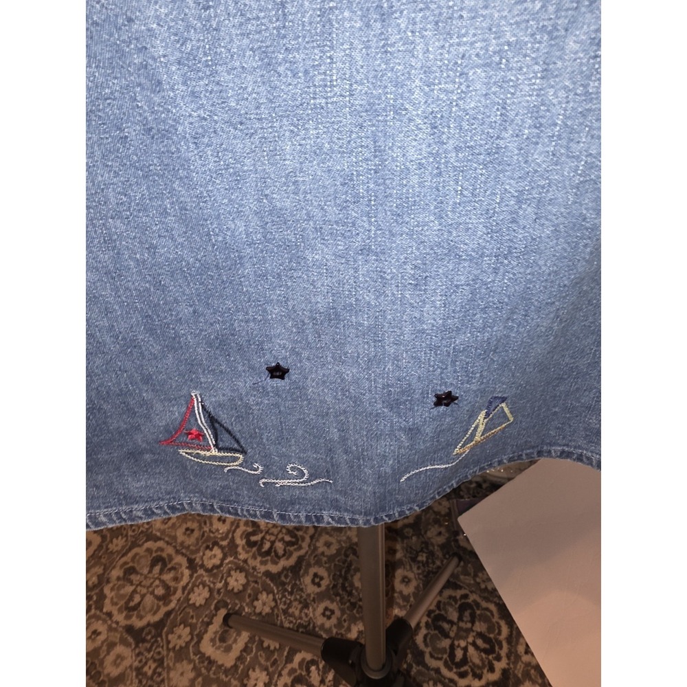 Christopher & Banks Size L Denim Jacket Shirt Sailing Theme. 23" PTP,  26" Long. - Picture 12 of 12